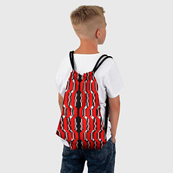 Рюкзак-мешок Красные и белые техно линии, цвет: 3D-принт — фото 2