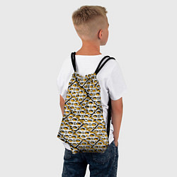 Рюкзак-мешок Жёлто-белый узор на чёрном фоне, цвет: 3D-принт — фото 2