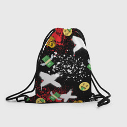 Рюкзак-мешок Денежные смайлики и пачки долларов с крыльями, цвет: 3D-принт