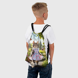 Рюкзак-мешок Кошка в летнем платье в саду, цвет: 3D-принт — фото 2