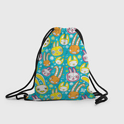 Рюкзак-мешок Разноцветные зайцы, цвет: 3D-принт