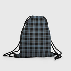 Рюкзак-мешок Чёрный в голубую полоску клетчатый, цвет: 3D-принт
