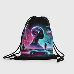 Рюкзак-мешок Футуристический коллаж - нейросеть, цвет: 3D-принт