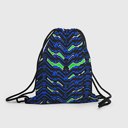 Рюкзак-мешок Чёрно-синий паттерн агрессивный, цвет: 3D-принт