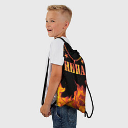 Рюкзак-мешок Нина - имя в огне, цвет: 3D-принт — фото 2