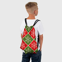 Рюкзак-мешок Рождественский паттерн со снежинками в ромбах, цвет: 3D-принт — фото 2