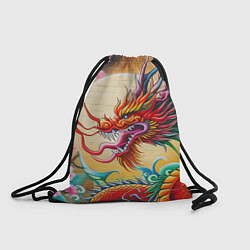Рюкзак-мешок Дракон на фоне солнца и сакуры - граффити, цвет: 3D-принт