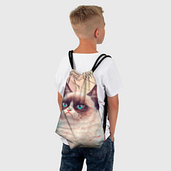 Рюкзак-мешок Мемный кот Grumpy Cat с нимбом, цвет: 3D-принт — фото 2