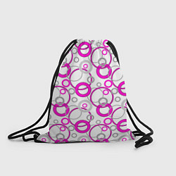 Рюкзак-мешок Ярко розовые и серые круги и кольца на белом, цвет: 3D-принт