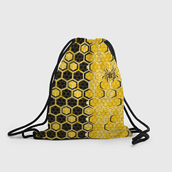 Рюкзак-мешок Киберпанк соты шестиугольники жёлтый и чёрный с па, цвет: 3D-принт