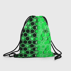 Рюкзак-мешок Техно-киберпанк шестиугольники зелёный и чёрный с, цвет: 3D-принт