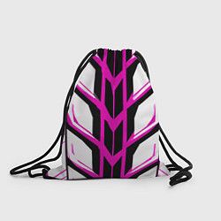 Рюкзак-мешок Чёрно-розовые полосы на белом фоне, цвет: 3D-принт