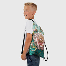 Рюкзак-мешок Объемные цветы и жемчуг, цвет: 3D-принт — фото 2