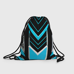 Рюкзак-мешок Серо-голубые полосы на чёрном фоне, цвет: 3D-принт