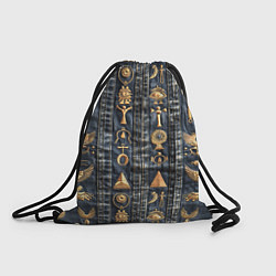 Рюкзак-мешок Египетские символы на дениме, цвет: 3D-принт