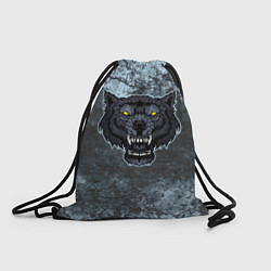 Рюкзак-мешок Темно-синий злой волк на абстрактном фоне, цвет: 3D-принт