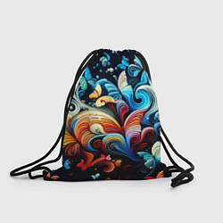Рюкзак-мешок Бабочки и цветы в ночи - фантазия, цвет: 3D-принт