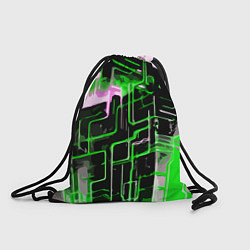 Рюкзак-мешок Хаотичная зелёно-белая абстракция, цвет: 3D-принт