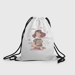 Рюкзак-мешок Pink dreams girl with book, цвет: 3D-принт