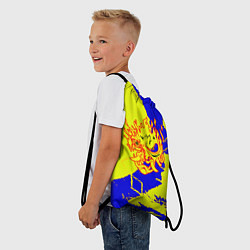 Рюкзак-мешок Samurai logo yellow fire, цвет: 3D-принт — фото 2
