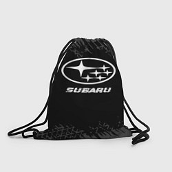 Рюкзак-мешок Subaru speed на темном фоне со следами шин, цвет: 3D-принт