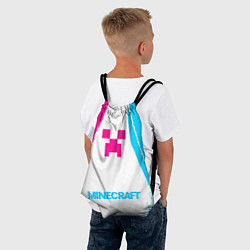 Рюкзак-мешок Minecraft neon gradient style по-центру, цвет: 3D-принт — фото 2