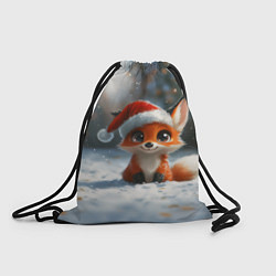 Рюкзак-мешок Новогодняя милая лисичка, цвет: 3D-принт