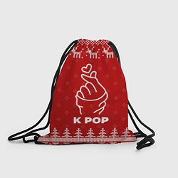 Рюкзак-мешок Новогодний K Pop с оленями, цвет: 3D-принт