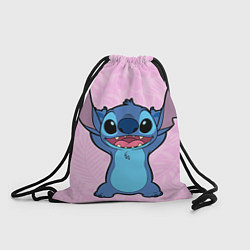 Рюкзак-мешок Stitch on a pink background, цвет: 3D-принт