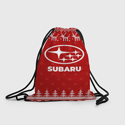 Рюкзак-мешок Новогодний Subaru с оленями, цвет: 3D-принт