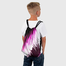 Рюкзак-мешок Бело-розовые острые полосы на чёрном фоне, цвет: 3D-принт — фото 2