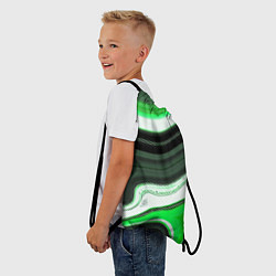 Рюкзак-мешок Волнистые горизонтальные чёрно-зелёные полосы на б, цвет: 3D-принт — фото 2