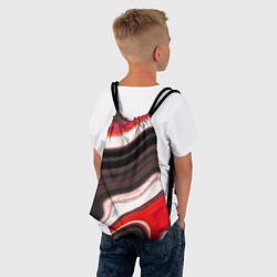 Рюкзак-мешок Волнистые горизонтальные чёрно-красные полосы на б, цвет: 3D-принт — фото 2