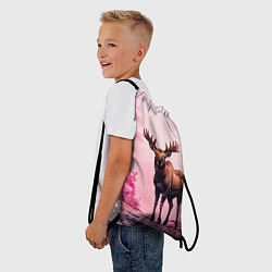 Рюкзак-мешок Лось в розовом лесу, цвет: 3D-принт — фото 2