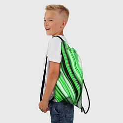 Рюкзак-мешок Волнистые вертикальные чёрно-зелёные полосы, цвет: 3D-принт — фото 2