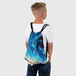 Рюкзак-мешок Бело-синее пламя из абстрактных красок, цвет: 3D-принт — фото 2