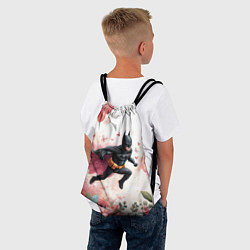 Рюкзак-мешок Бэтмен прыгает над цветами и бабочками, цвет: 3D-принт — фото 2