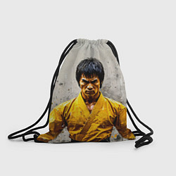 Рюкзак-мешок Брюс Ли на сером, цвет: 3D-принт