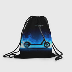 Рюкзак-мешок Самокат в синем пламени, цвет: 3D-принт
