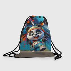 Рюкзак-мешок Funny panda cub on a graffiti background, цвет: 3D-принт