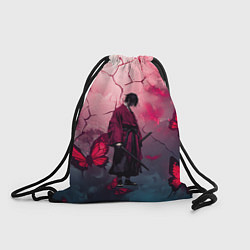 Рюкзак-мешок Одинокий самурай среди бабочек, цвет: 3D-принт