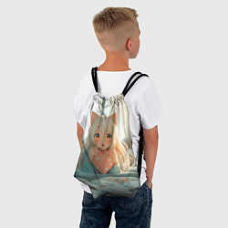 Рюкзак-мешок Аниме девушка в кровати с сердцем, цвет: 3D-принт — фото 2