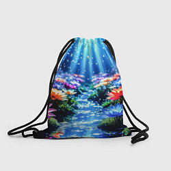 Рюкзак-мешок Цветы на глубине освещённые лучами, цвет: 3D-принт