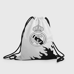 Рюкзак-мешок Реал Мадрид черный огонь, цвет: 3D-принт