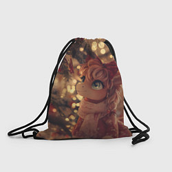 Рюкзак-мешок Лошадка любуется новогодней елкой, цвет: 3D-принт