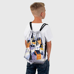 Рюкзак-мешок Новогодние домики на горе, цвет: 3D-принт — фото 2