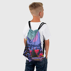 Рюкзак-мешок Новогодние елки в горном городке, цвет: 3D-принт — фото 2