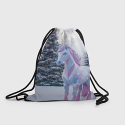 Рюкзак-мешок Геометрическая новогодняя лошадка, цвет: 3D-принт