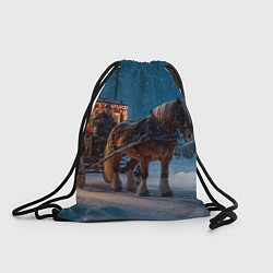 Рюкзак-мешок Новогодняя лошадка с повозкой, цвет: 3D-принт