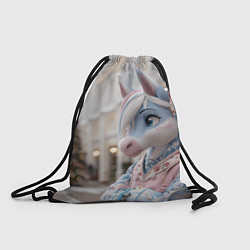 Рюкзак-мешок Новогодняя лошадка у елки, цвет: 3D-принт